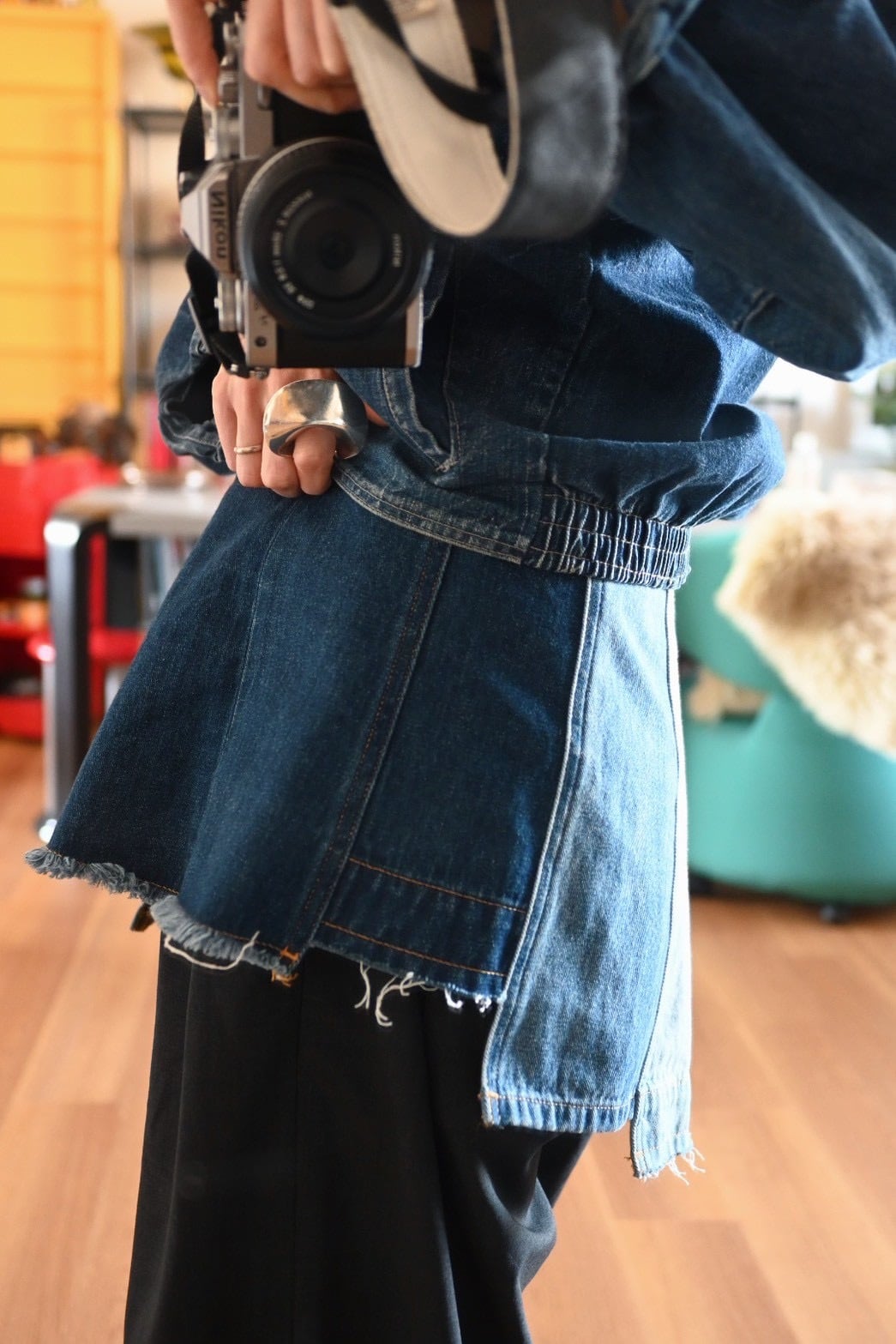 157】2way mini wrap skirt / 157F510-combo | woadblue ONLINE STORE
