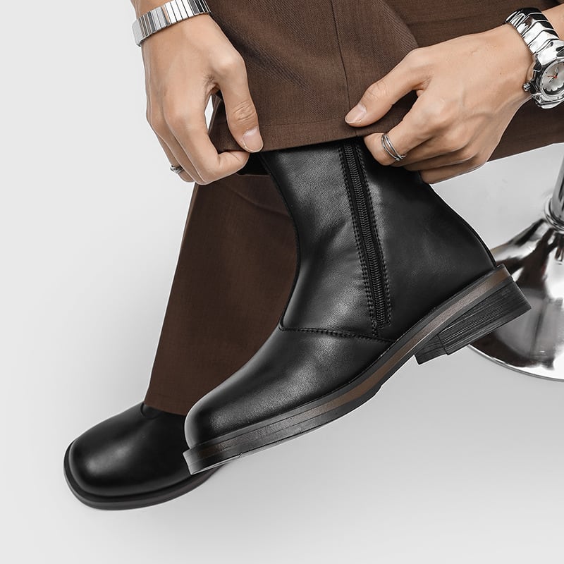 Minimal Leather Zip Boots | Urban Cypher