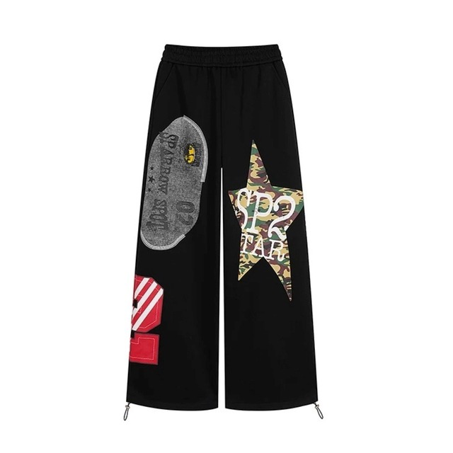 グラフィックパッチワークボリュームカジュアルパンツ 1col   R02543