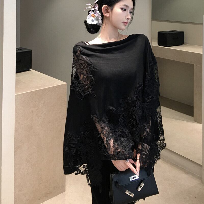 【set】ニットキャミワンピース×レースケープセット M28179