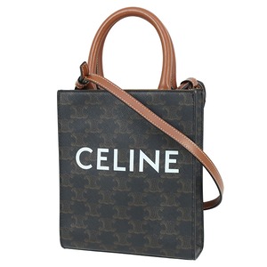CELINE セリーヌ ミニ バーティカル カバ トリオンフ キャンバス 2WAY ショルダーバッグ ブラウン 中古美品