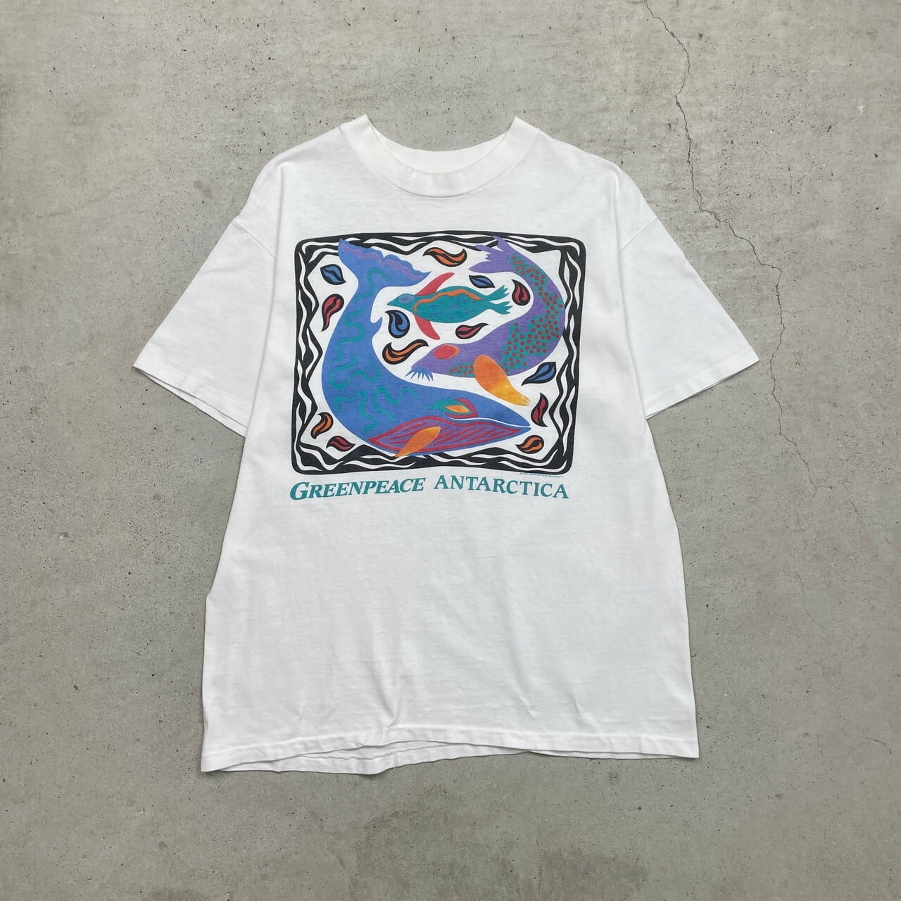 80年代 GREENPEACE ANTARCTICA アートプリントTシャツ メンズM相当