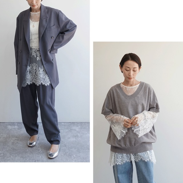 レースレイヤードブラウス