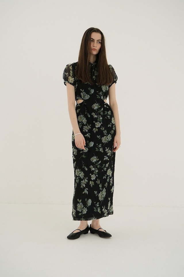 CLANE SHEER FLOWER MINI PUFF ONEPIECE