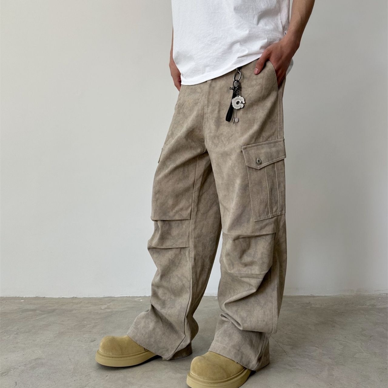 マーブル柄パラシュートカジュアルパンツ　1192