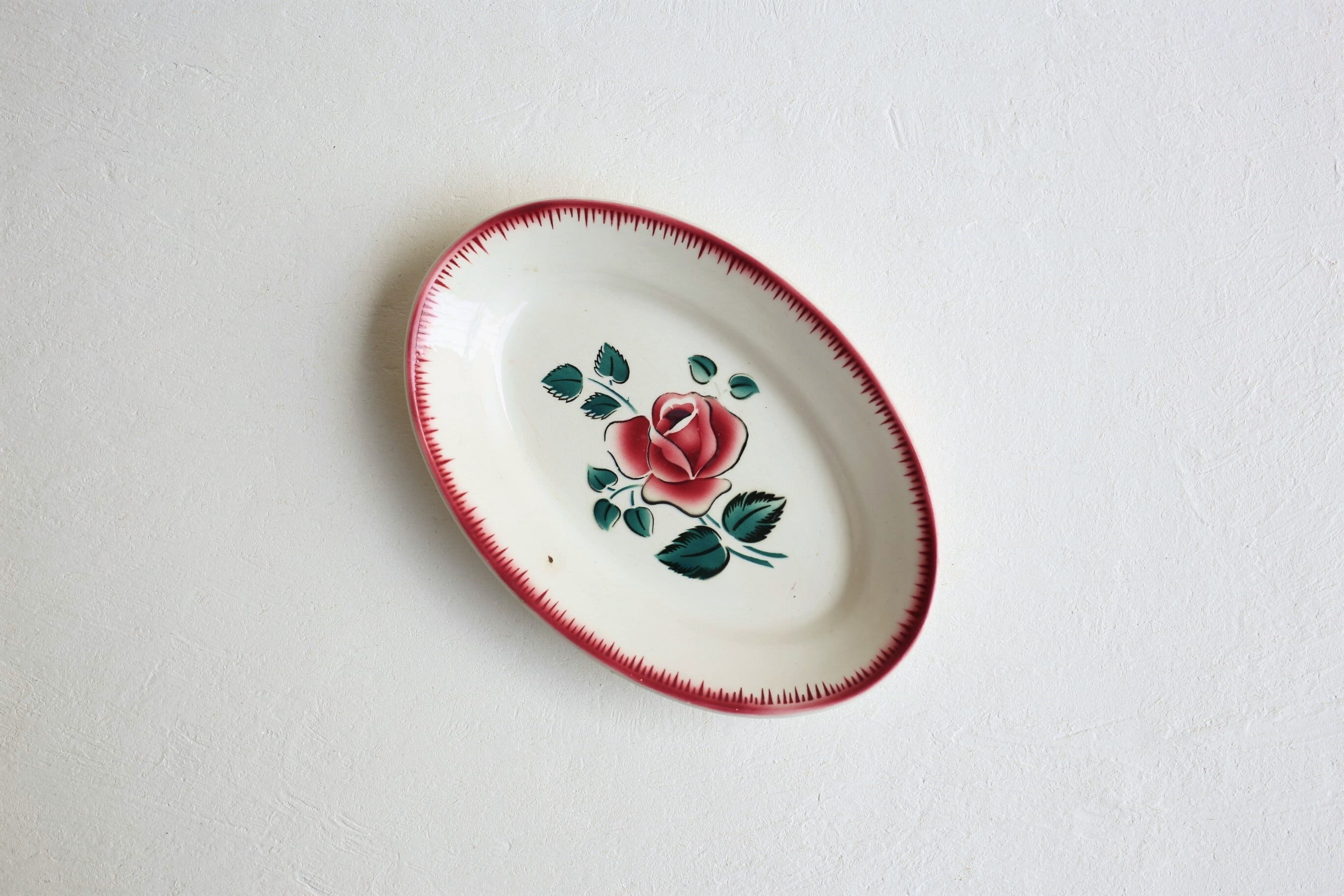 フランス アンティーク ヴィンテージ Digoin Sarreguemines オーバル皿 『BAGATELLE』 N-03401