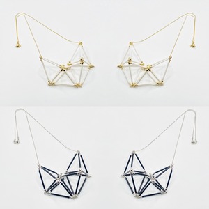 3D Heart NECKLACE [White×Gold]&[Black×Silver]
