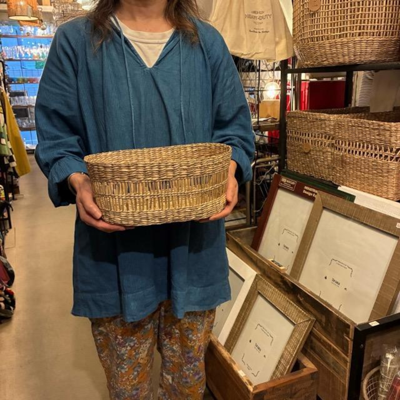 Vietnam Seagrass oval basket S　ベトナム　シーグラスオーバルバスケット S　家具　インテリア　収納　小物入れ　バスケット　水草　カゴ