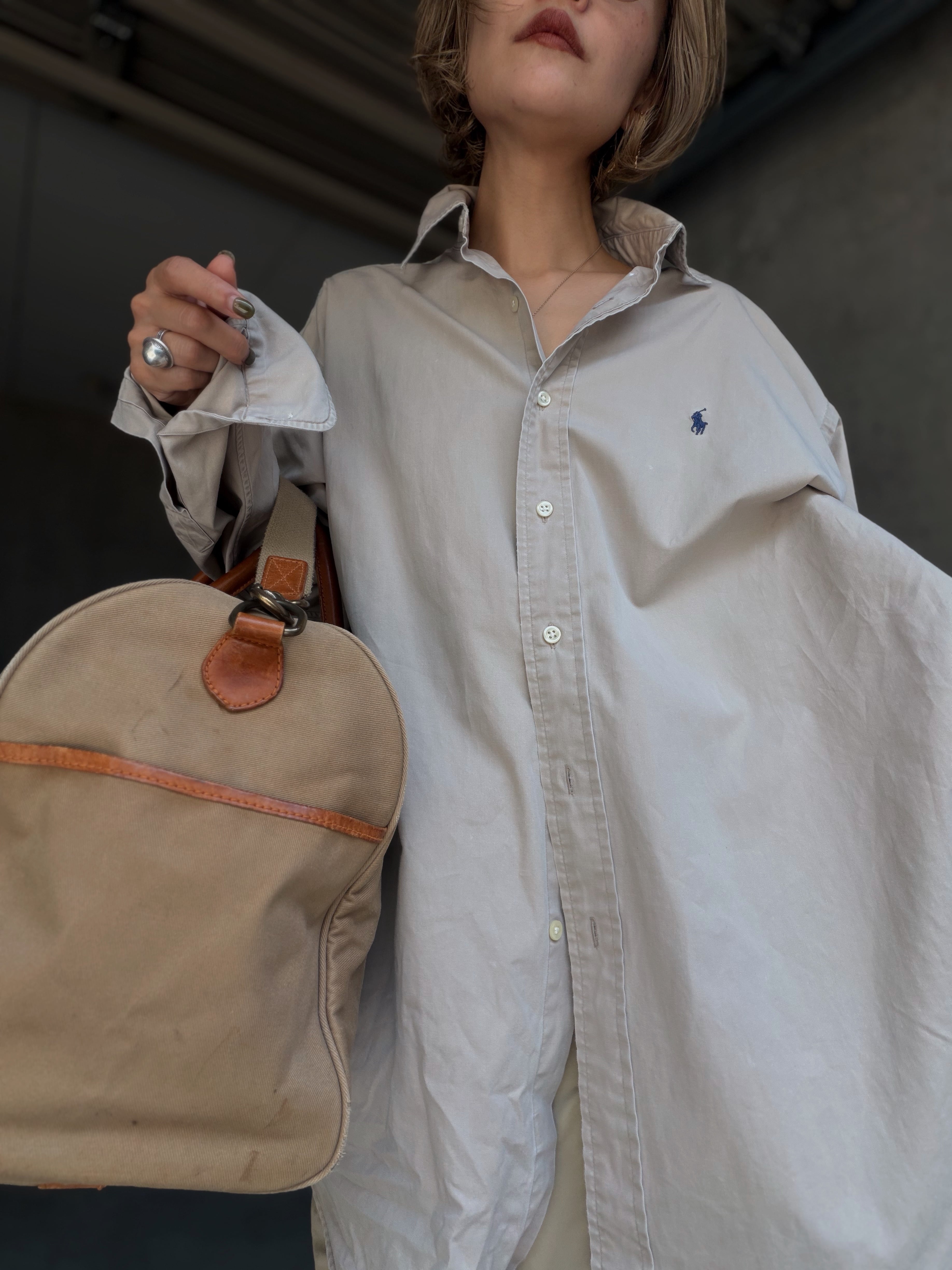 (SH1362)Ralph Lauren “BLAKE” beige BD shirt made in GUATEMALA