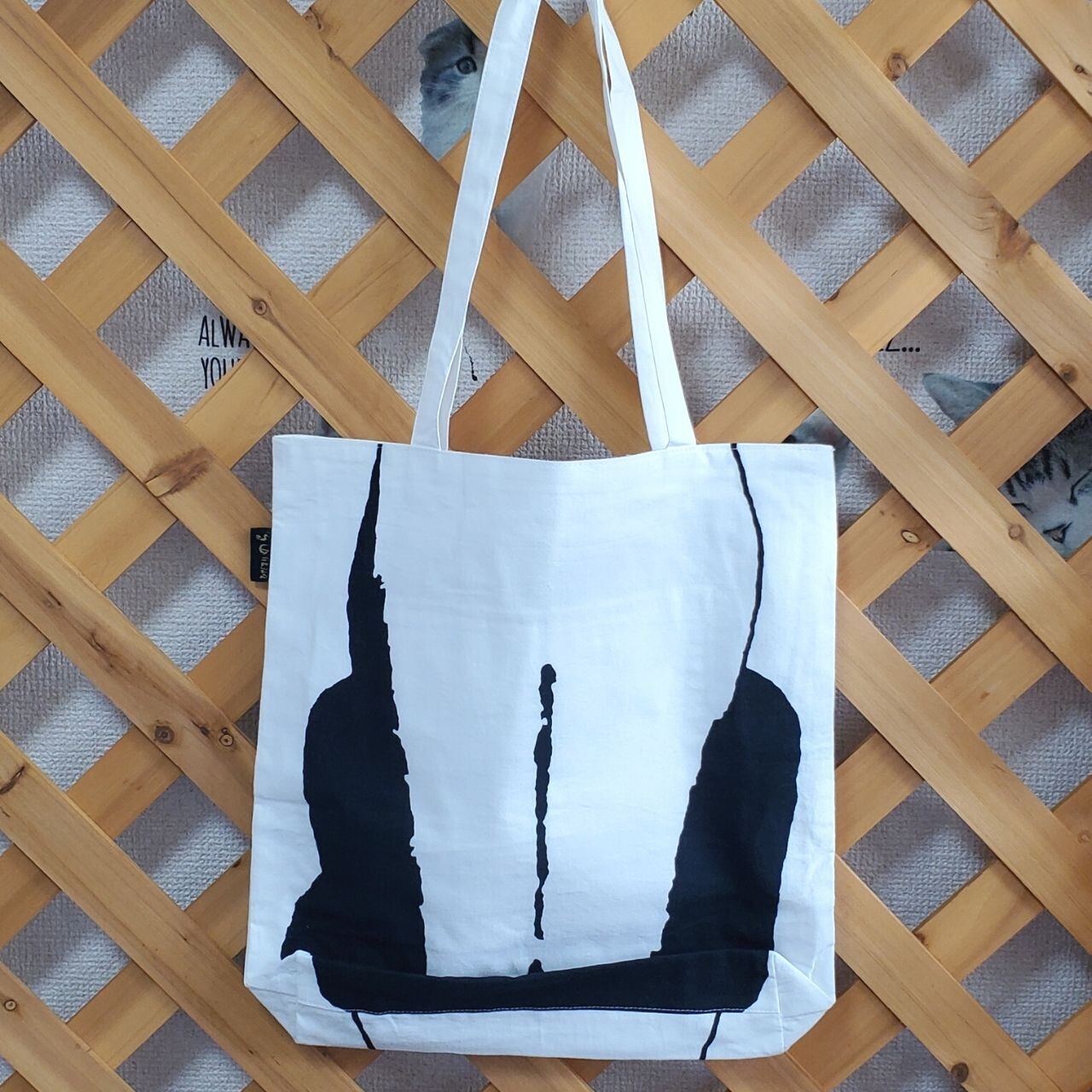 陽だまり猫　のら(夢の介・黒ハチワレ猫)手ぬぐいトートバッグ