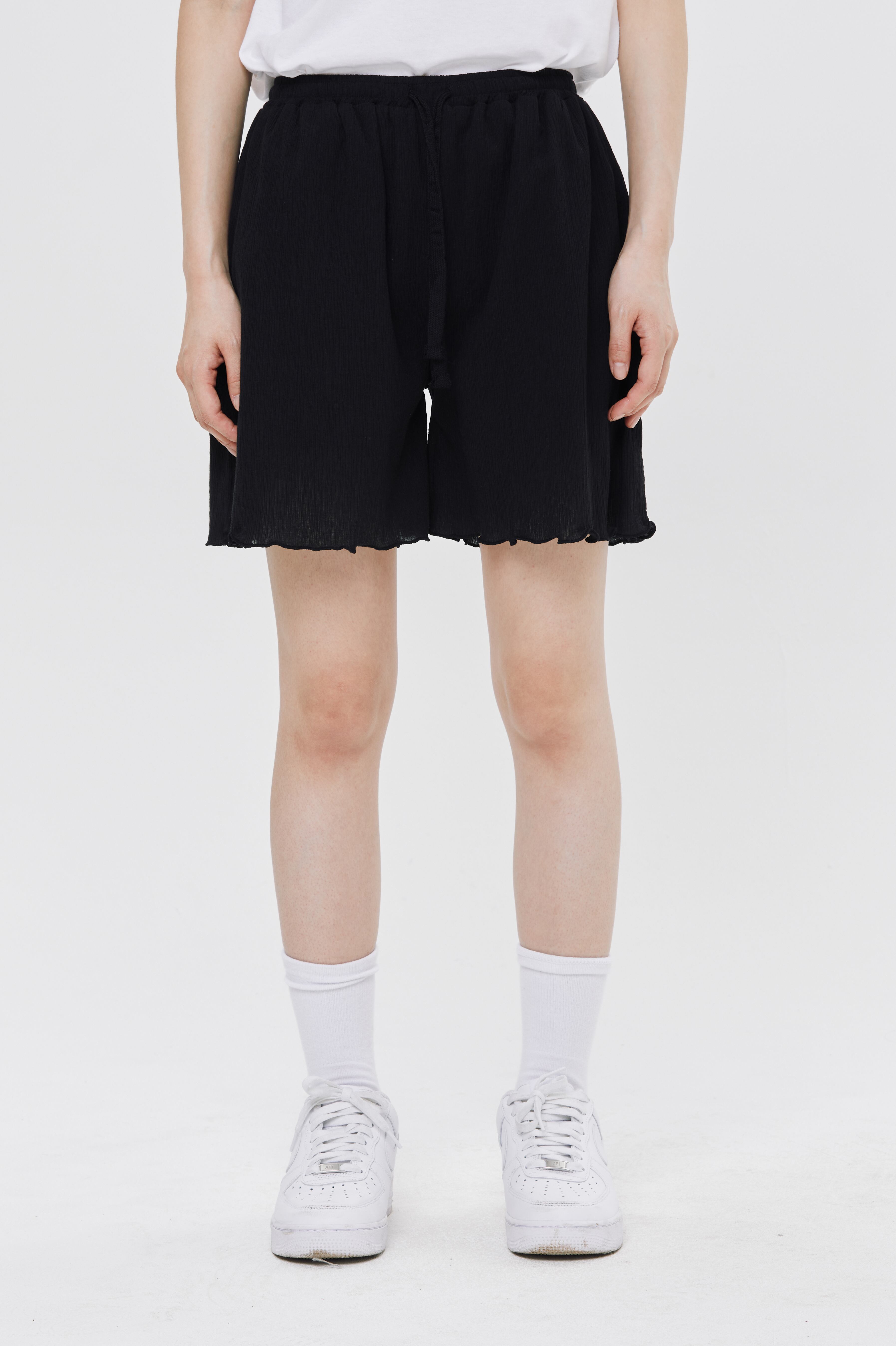 ROMANTIC CROWN★レディース★ BANDING PLEATS SHORTS♪ BANDING PLEATS SHORTS_BLACK | ROMANTIC CROWN