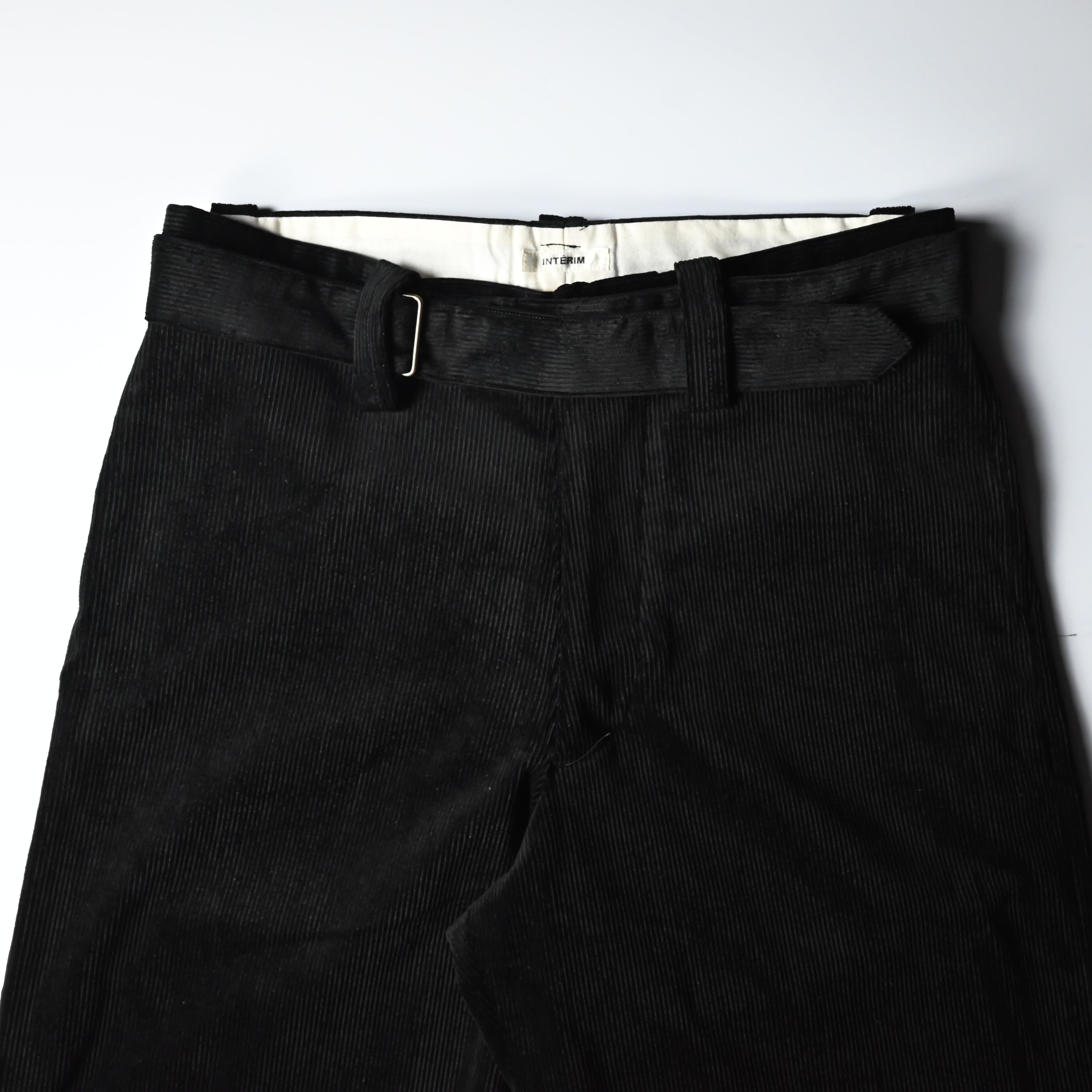 INTERIM / 9W LINEN COTTON CORDUROY BELTED MIL BAGGY TROUSER | GANKO