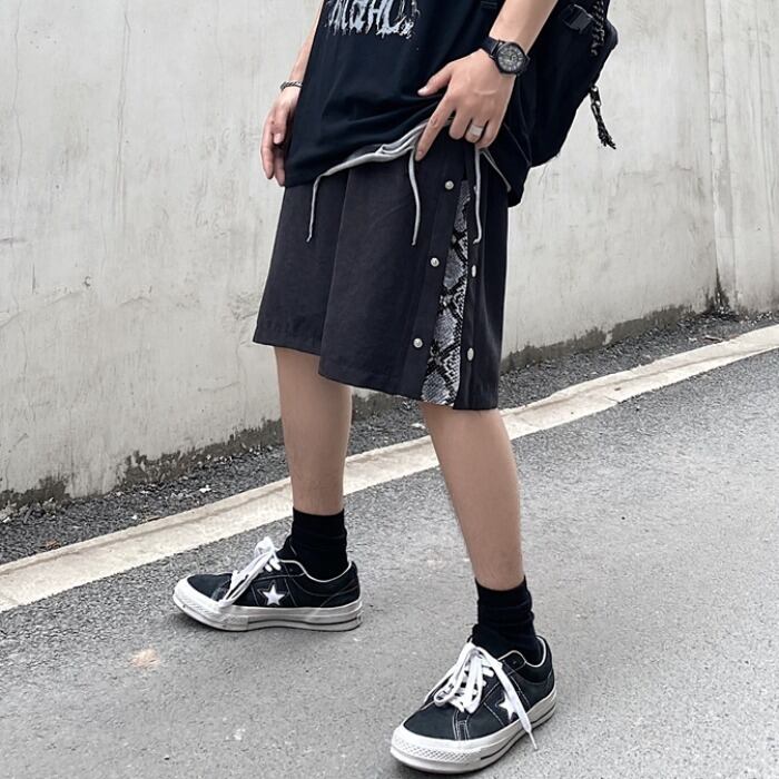 レディースサマールーズショーツ ダークスタイルブレストカジュアルパンツ スタンダード レトロ かわいい 夏物 ブルマー ステッチ ケッペル42412381397