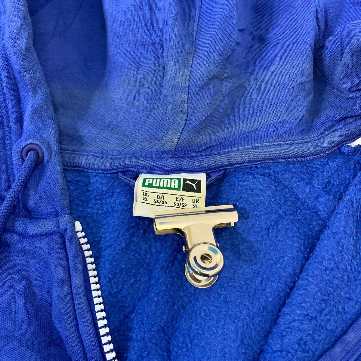 PUMA ジップアップ ロゴ スウェットパーカー XL ブルー ホワイト