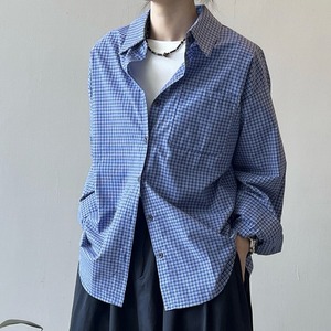 cotton blue check casual shirt m0088