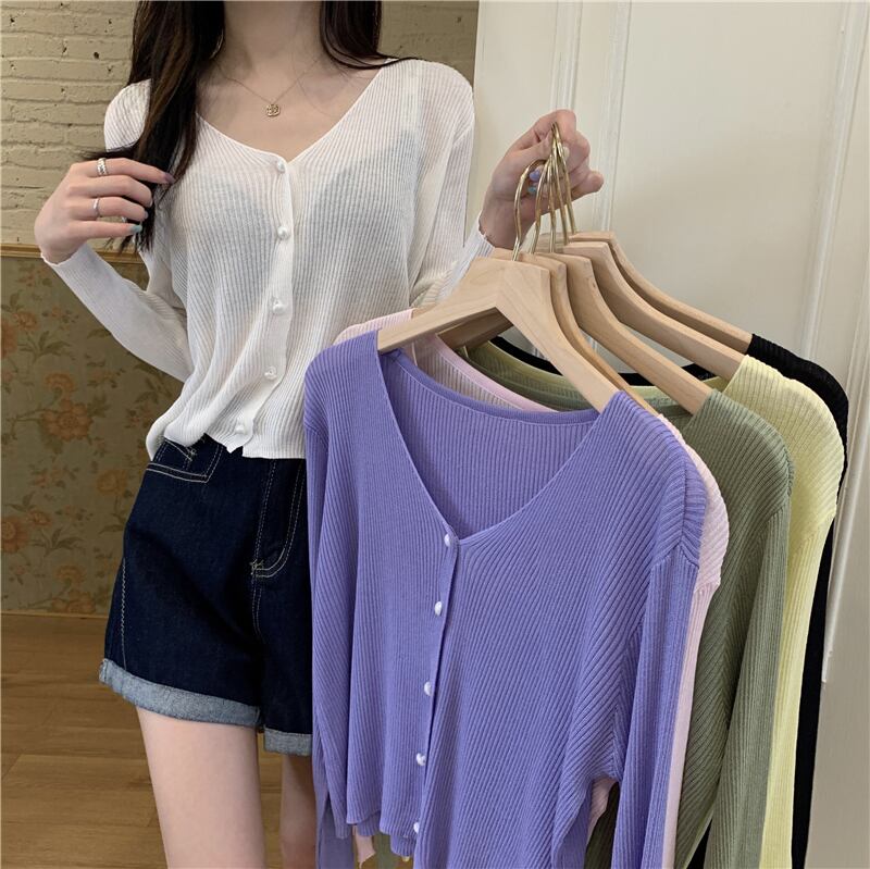 ショートホワイトセーター レディースサマー薄手カーディガンジャケット ロング 夏物 シルク 1号婦人15856346496