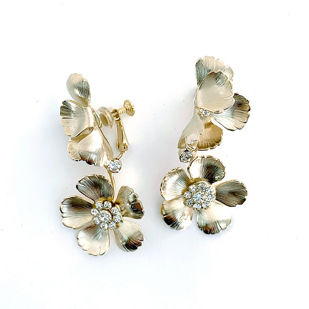 シャイニーフラワーゴールド・シルバーイヤリング【TER-205-GO/SI】