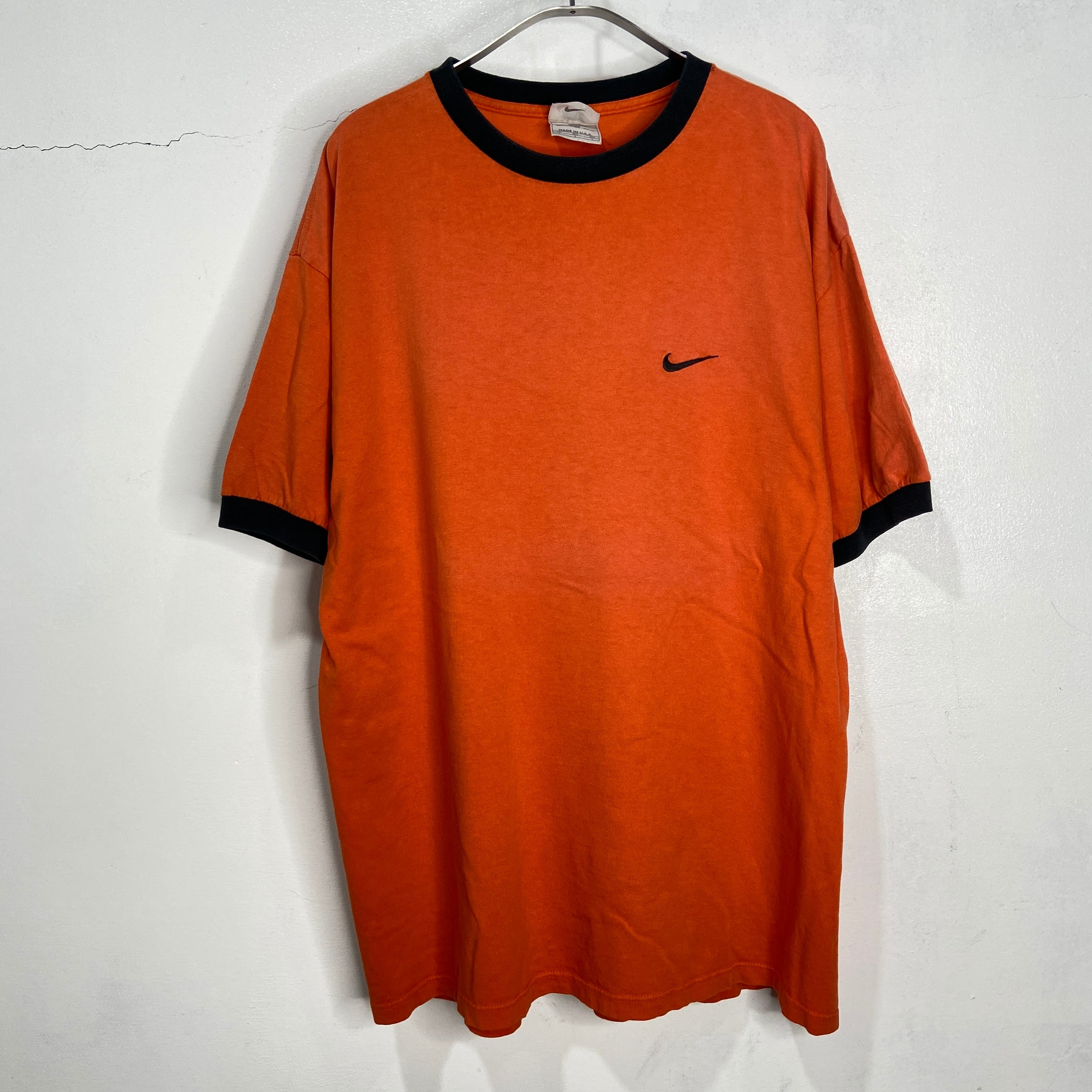 90s USA製 NIKE 白タグ ワンポイント刺繍ロゴリンガーTシャツ L | 古着