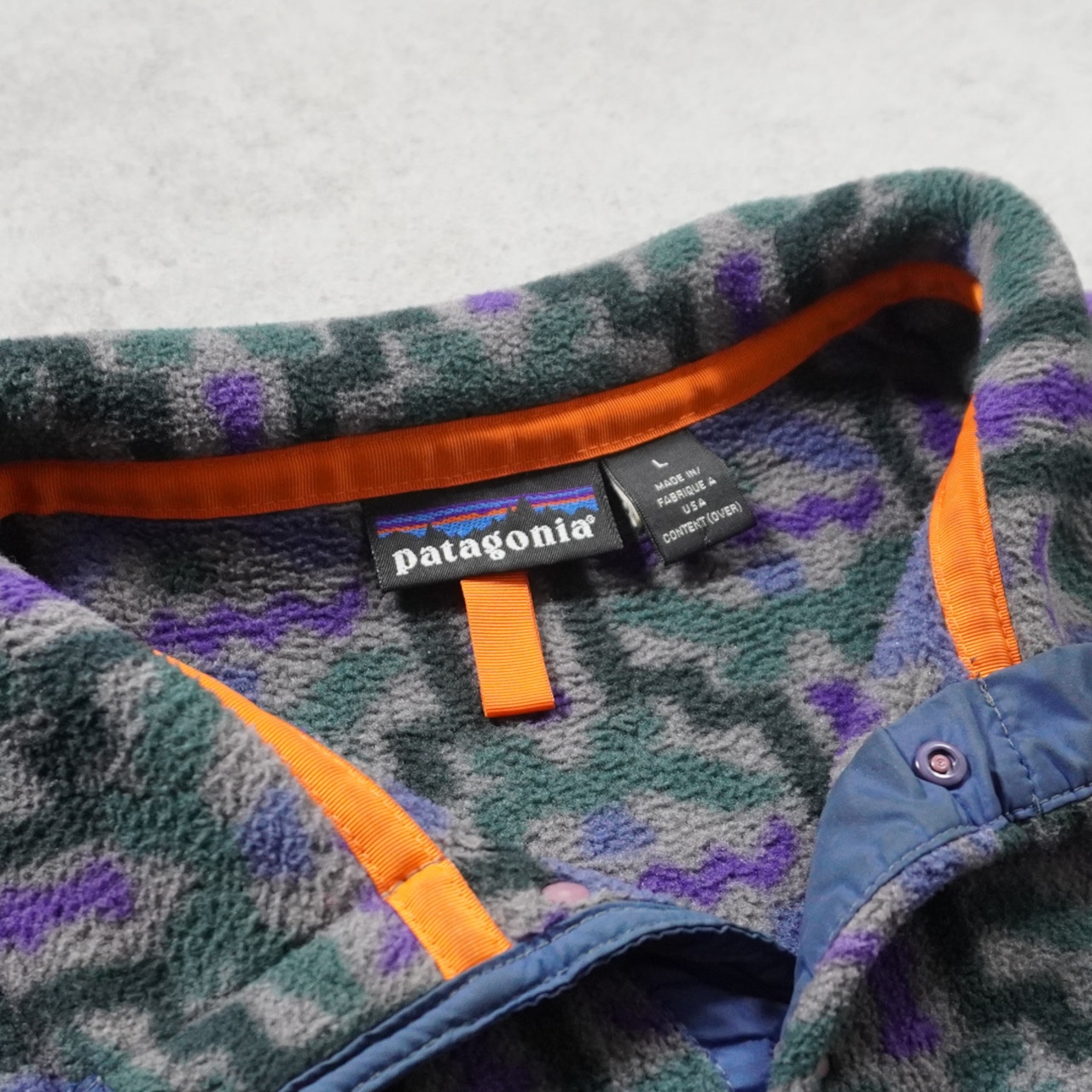 patagonia synchilla snapT 90s 雪無 USA製 総柄 シンチラスナップT L 