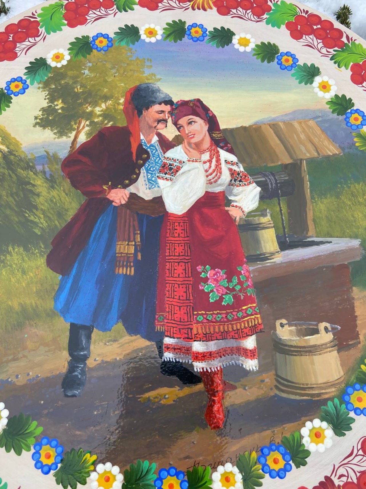 ペトリキウカ塗りのプレート（巨匠ホロベッツ作）40cm - 9