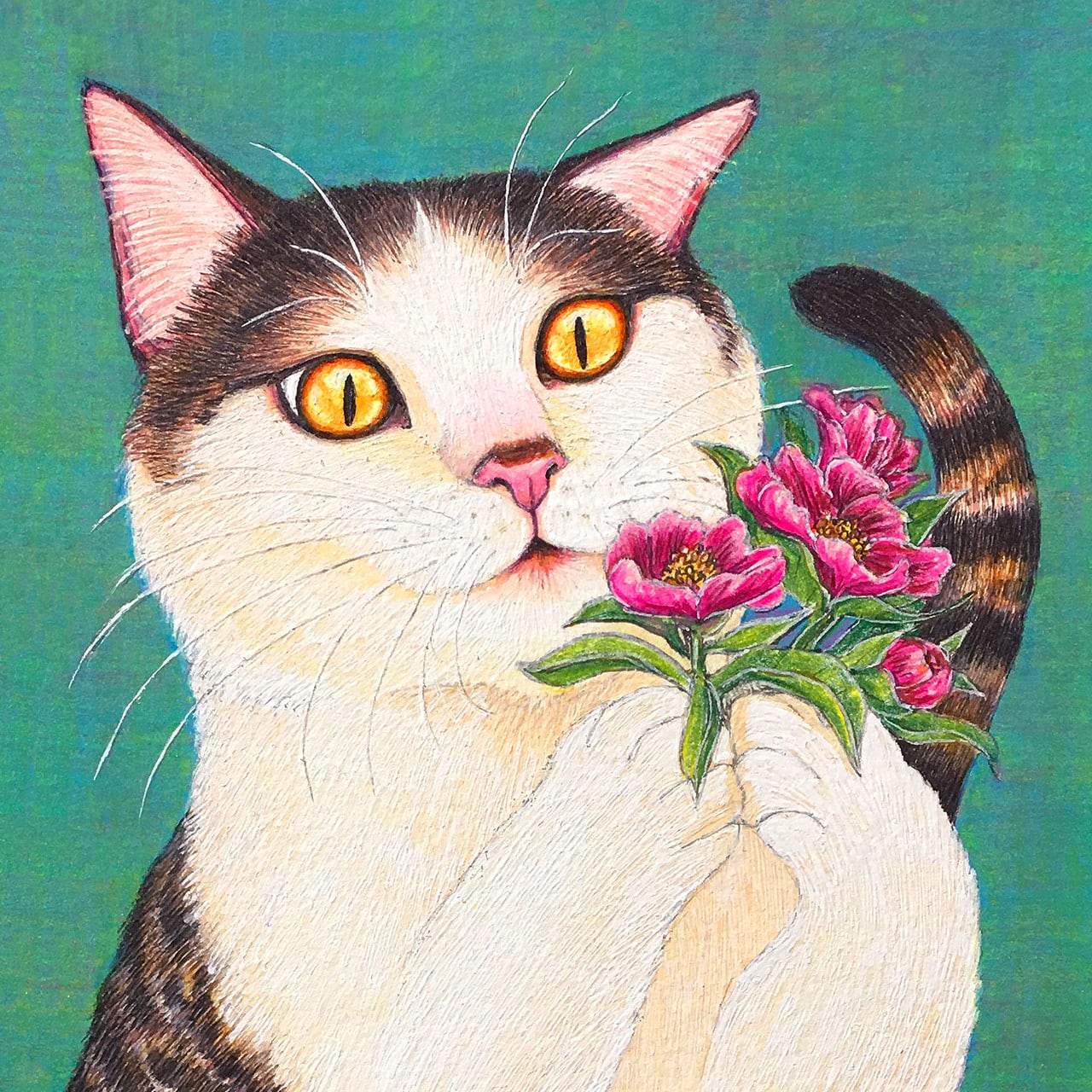 No.152 あの子に花を 細密画 原画 / Original Fineliner Artwork