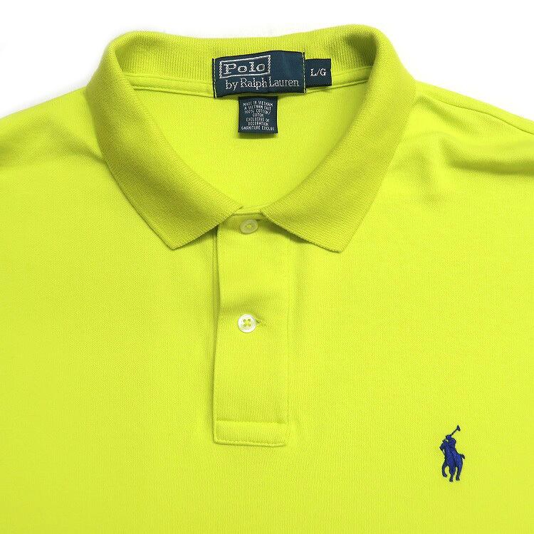 古着 ラルフローレン Ralph Lauren 半袖ポロシャツ ワンポイント 蛍光
