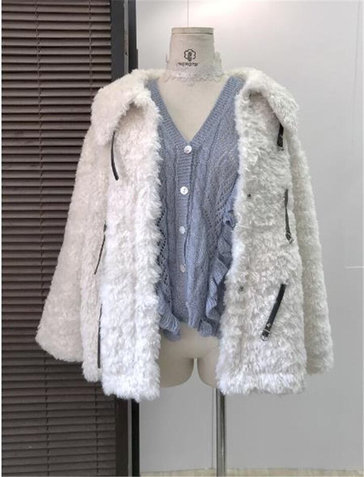 子羊の毛 ファー 上品映え オシャレ 快適である 暖かい 厚手 大人気 コート ゆったりする