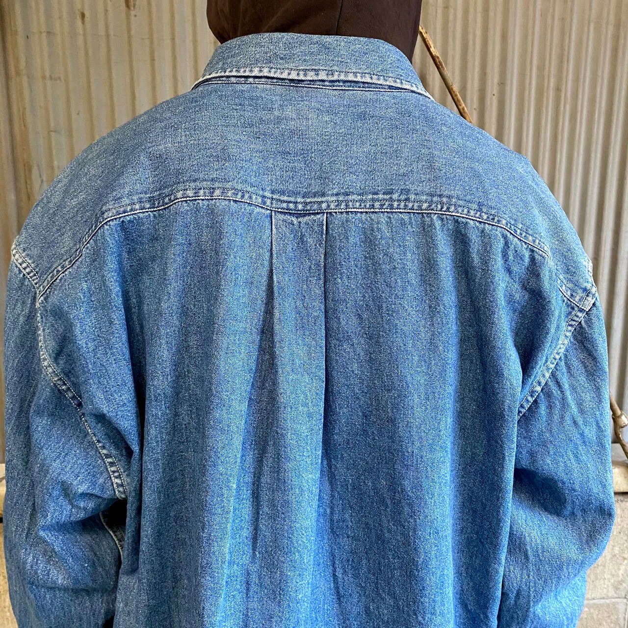 90年代 巨人タグ J CREW Jクルー 長袖 デニムシャツ メンズXL 古着 
