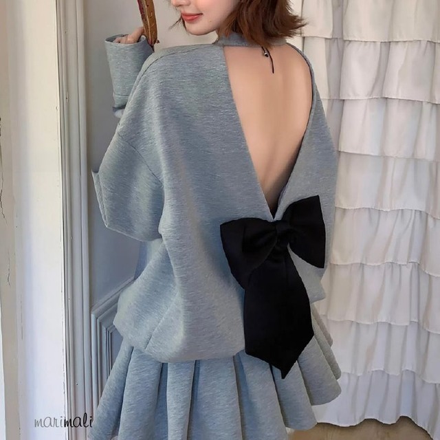 バックオープン ビッグリボン セットアップ  2color 25425