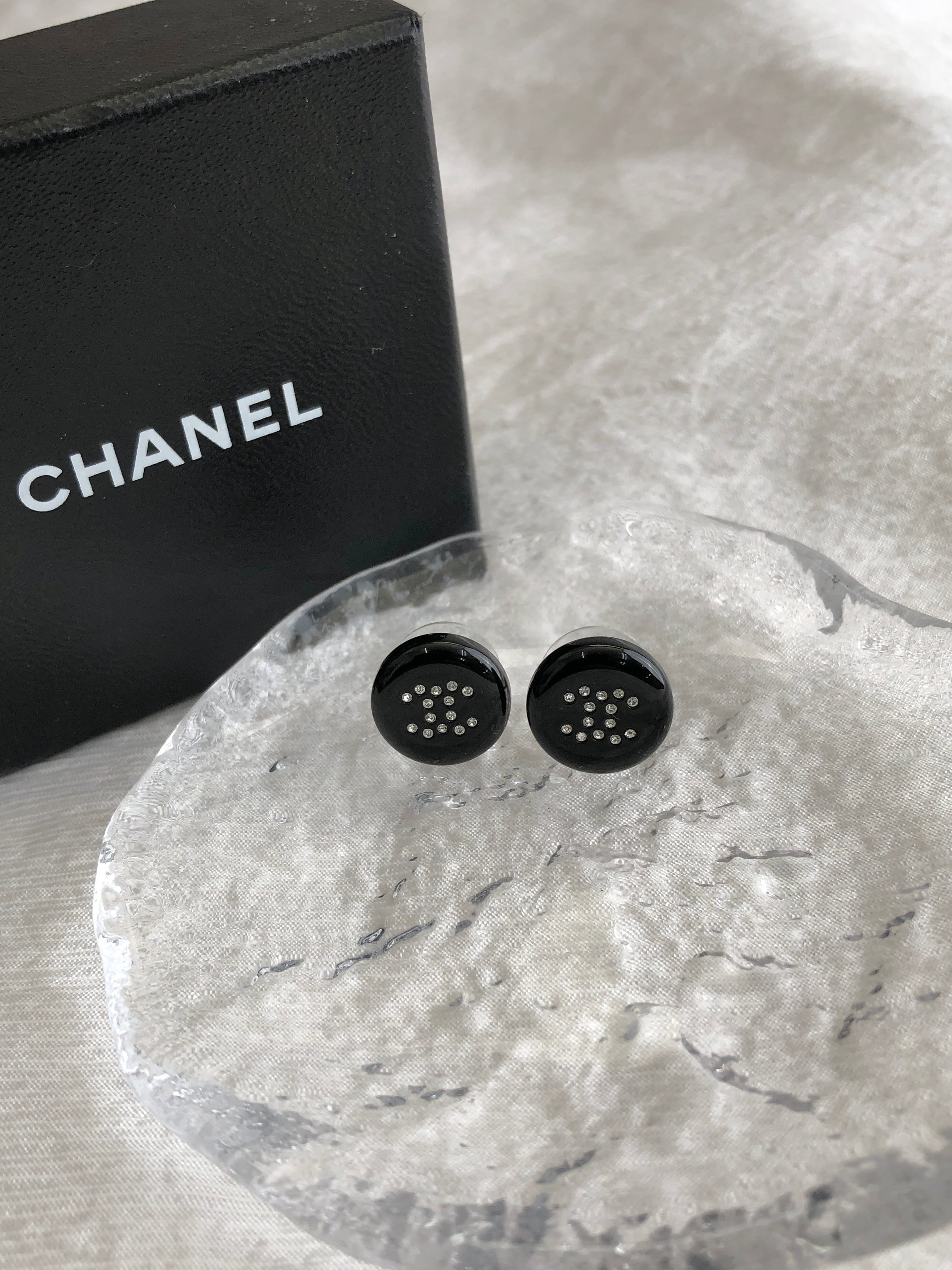 CHANEL シャネル ピアス ブラック ココマーク ラインストーン vintage
