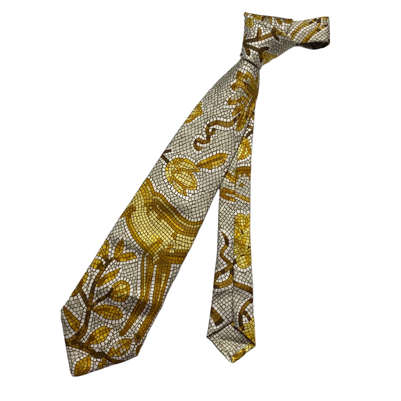 HERMES tile print silk tie