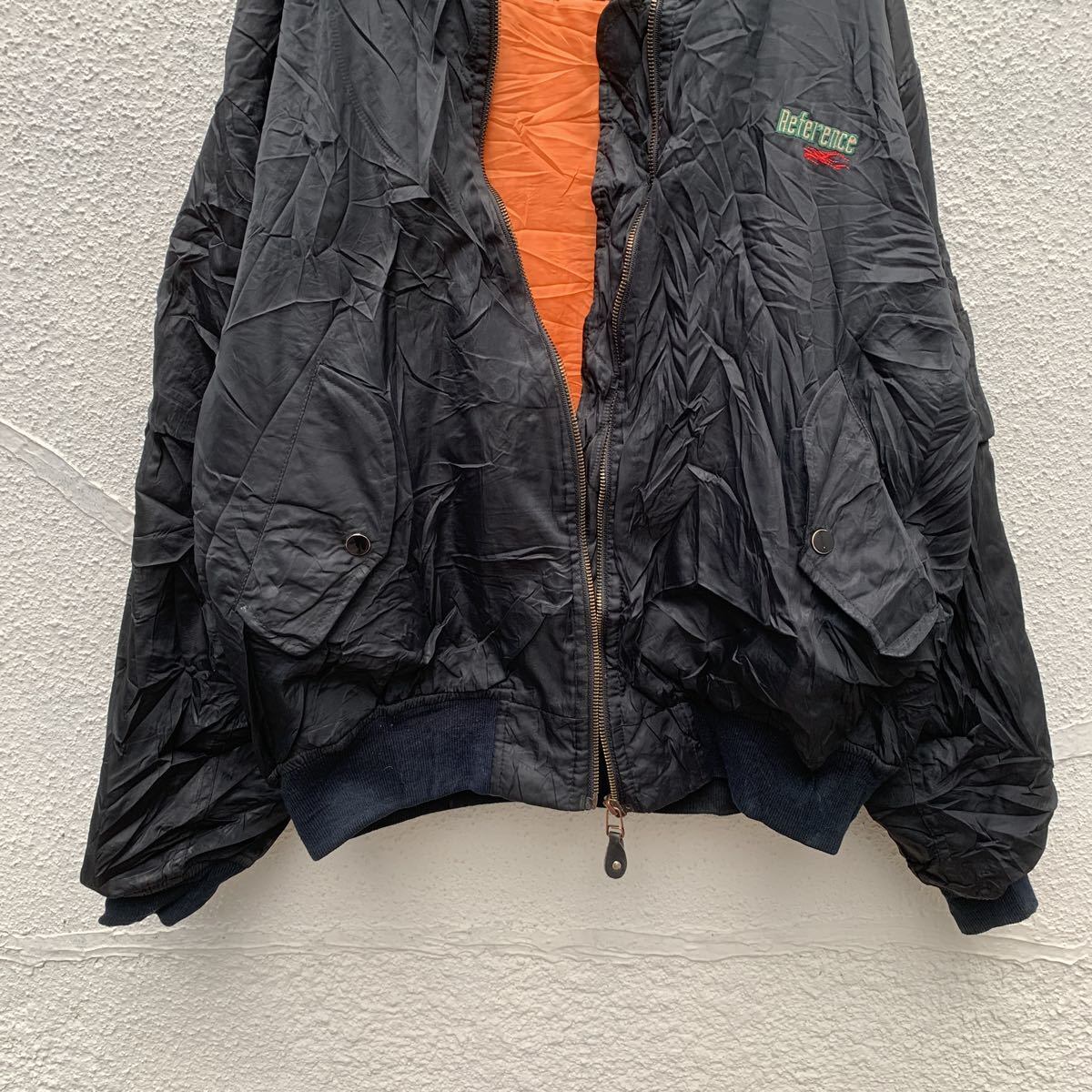 MA-1 フライトジャケット L ブラック 裏オレンジ ミリタリー 古着卸