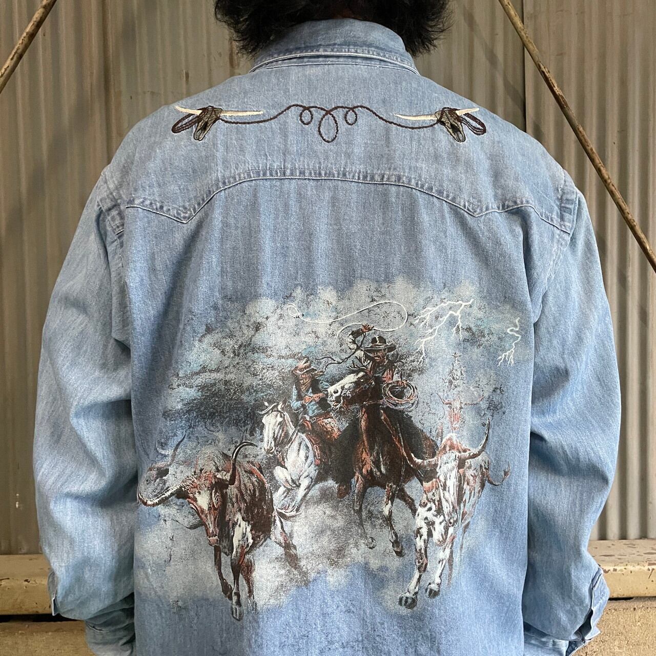 90年代 MID WEST GARMENT カウボーイ アニマル柄 アート バック 
