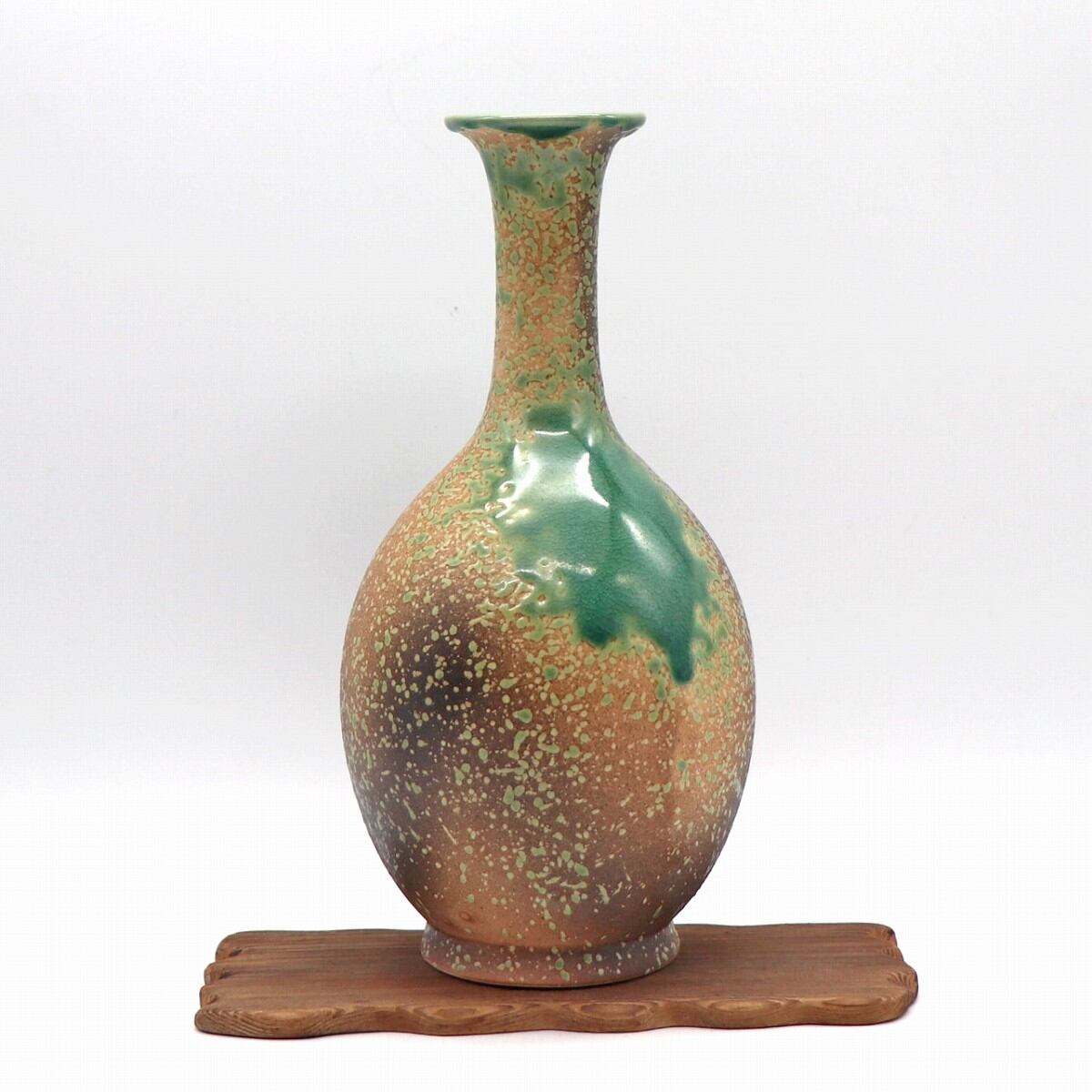 信楽焼・鶴首花器・細首花瓶・一輪挿し・陶磁器・No.221030-01・梱包