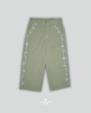 28 KHAKI X LIGHT BLUE FLOWER PANTS