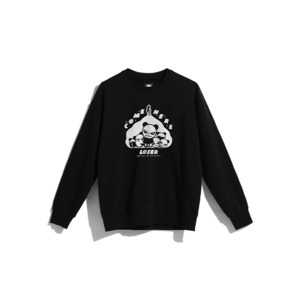 SALE 送料無料【HIPANDA ハイパンダ】男女兼用 フロッキー クルーネック スウェット トレーナー UNISEX CREW NECK SWEAT SHIRT / KHAKI・BLACK