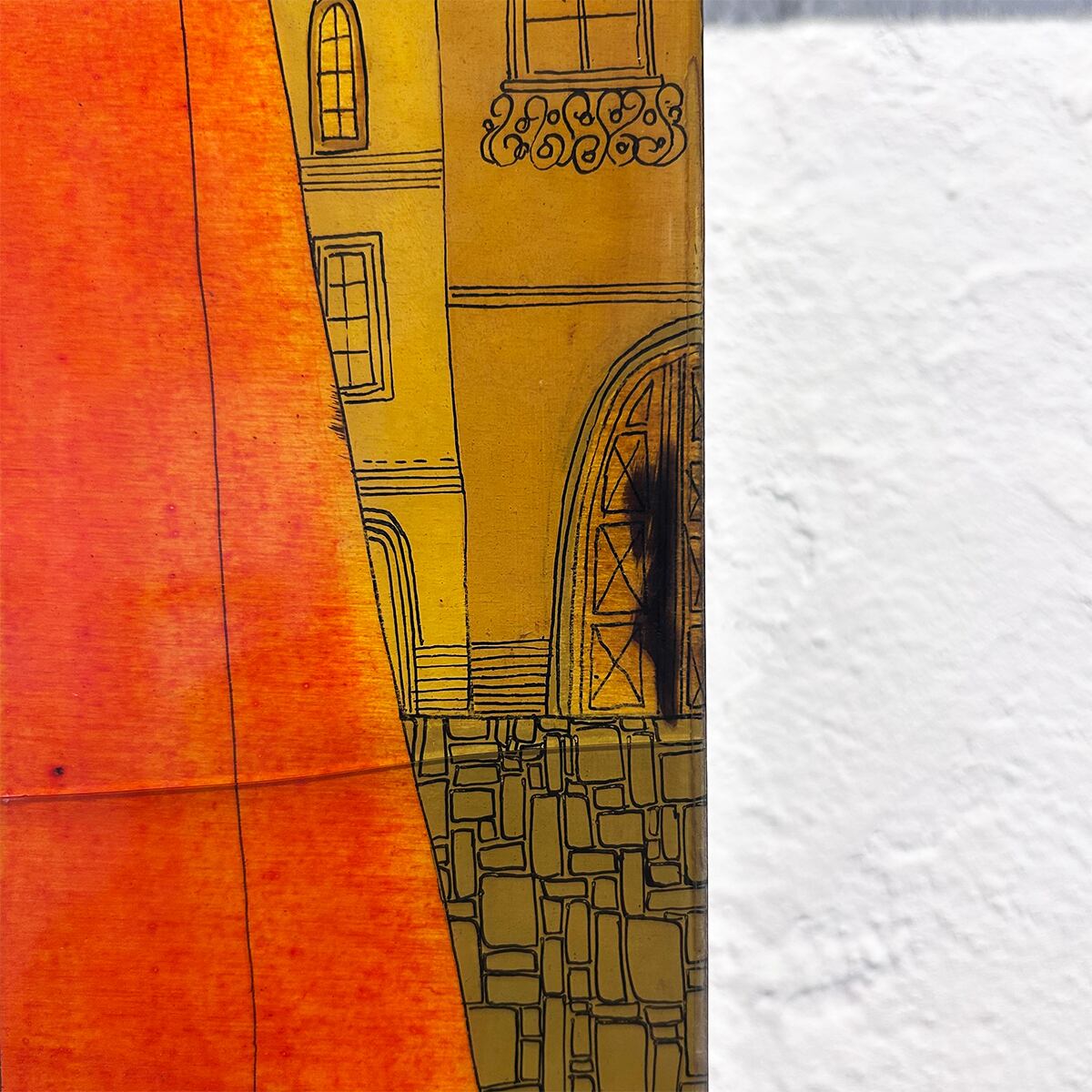 70s Italy 「Michi Sgorbigno」 painting art wooden panel | PANIC