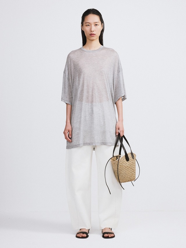 [RECTO][WOMEN] OVERSIZED SHEER T-SHIRT (MELANGE GREY) 正規品 韓国ブランド 韓国通販 韓国代行 韓国ファッション レクト ウーマン 日本 店舗