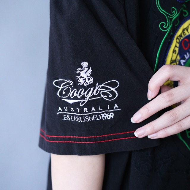 "COOGI " multi embroidery and stitch work design XXL h/s tee