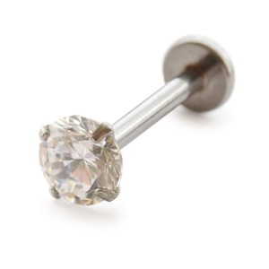 【人気】[ジュエルボックス] JewelVOX ピアス 14G 16G 18G 立て爪 サージカルステンレス316L キュービックジルコニア ボディピアス 軟骨ピアス 金属アレルギー対応 クリスタル【3mm】 14G【軸8mm】