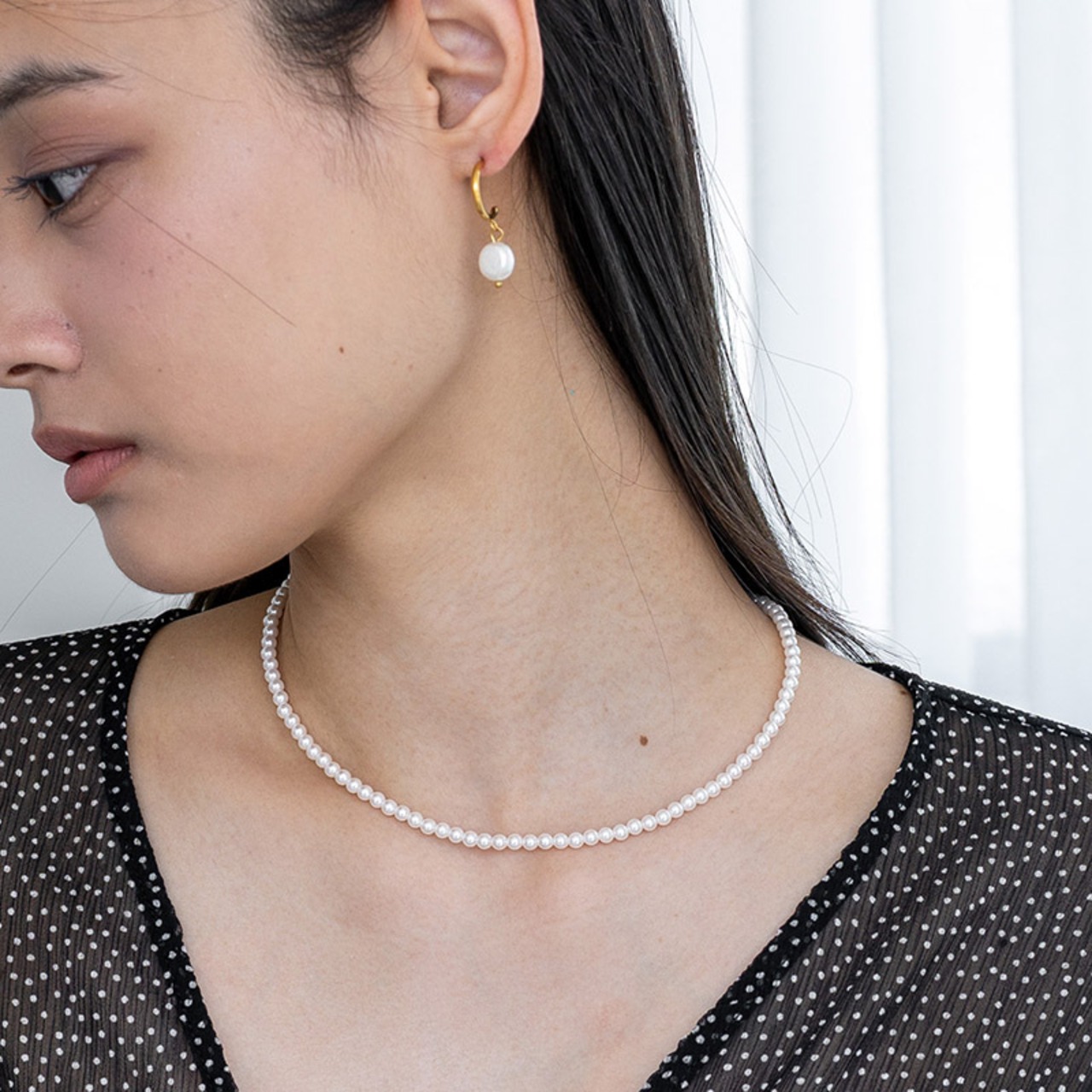 【ネコポス便】 ネックレス 合金 ビーズネックレス アクリルパール 樹脂パール ショートネックレス チョーカー風 2597
