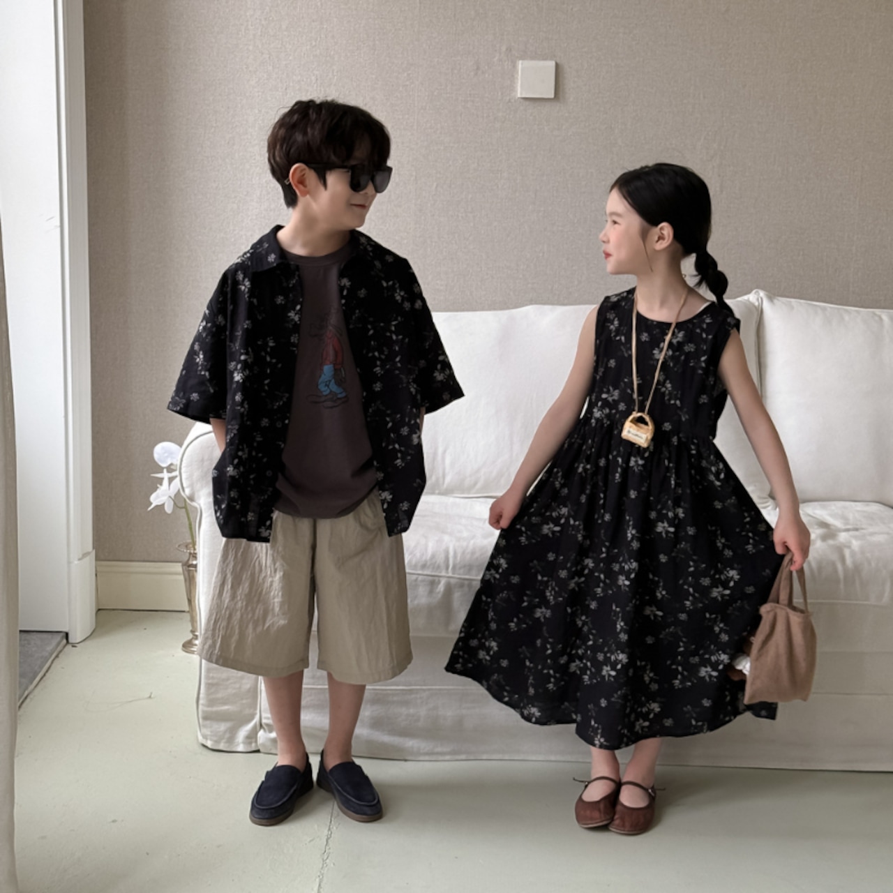 夏レトロ花柄プワンピースORシャツ