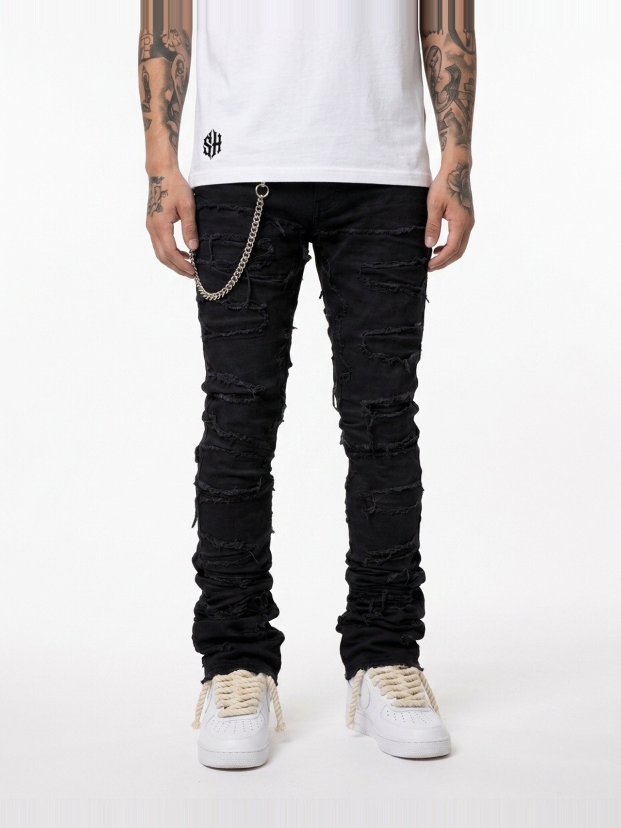 Black Fury Stacked Denim | swaghouse