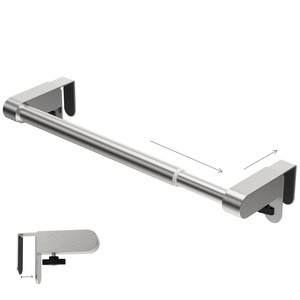 【特価処分】VEHHEタオルハンガー長さ調節可能 | 約W26.2~43.2×?D7.3~10.3×?H6cm | 取り付け幅が自由に伸縮、扉にぴったりフィットします | ステンレスタオル掛け (シルバー | 工具なしで取り付け)
