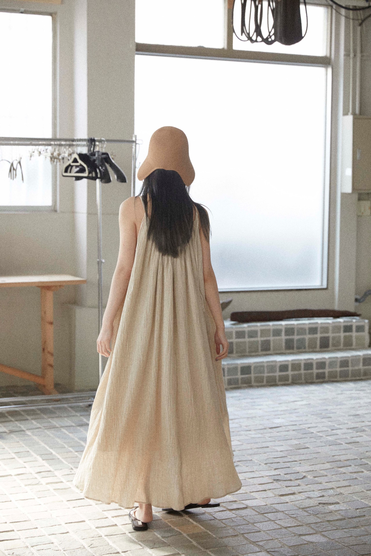 DU250530 linen pleats camisole one piece【残り僅か】