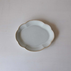 中林範夫（さんちゃ窯）白5寸木瓜花皿（23-004）