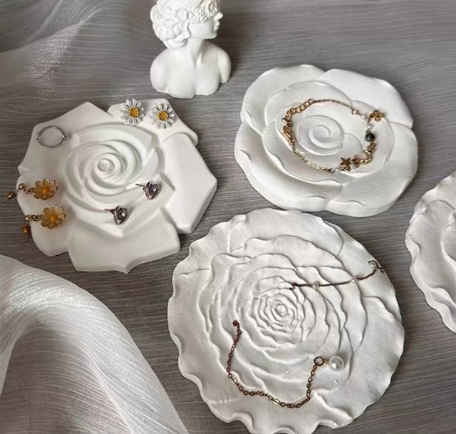 【３set】Flower White Display Plate/花のホワイトディスプレイプレート3点セット