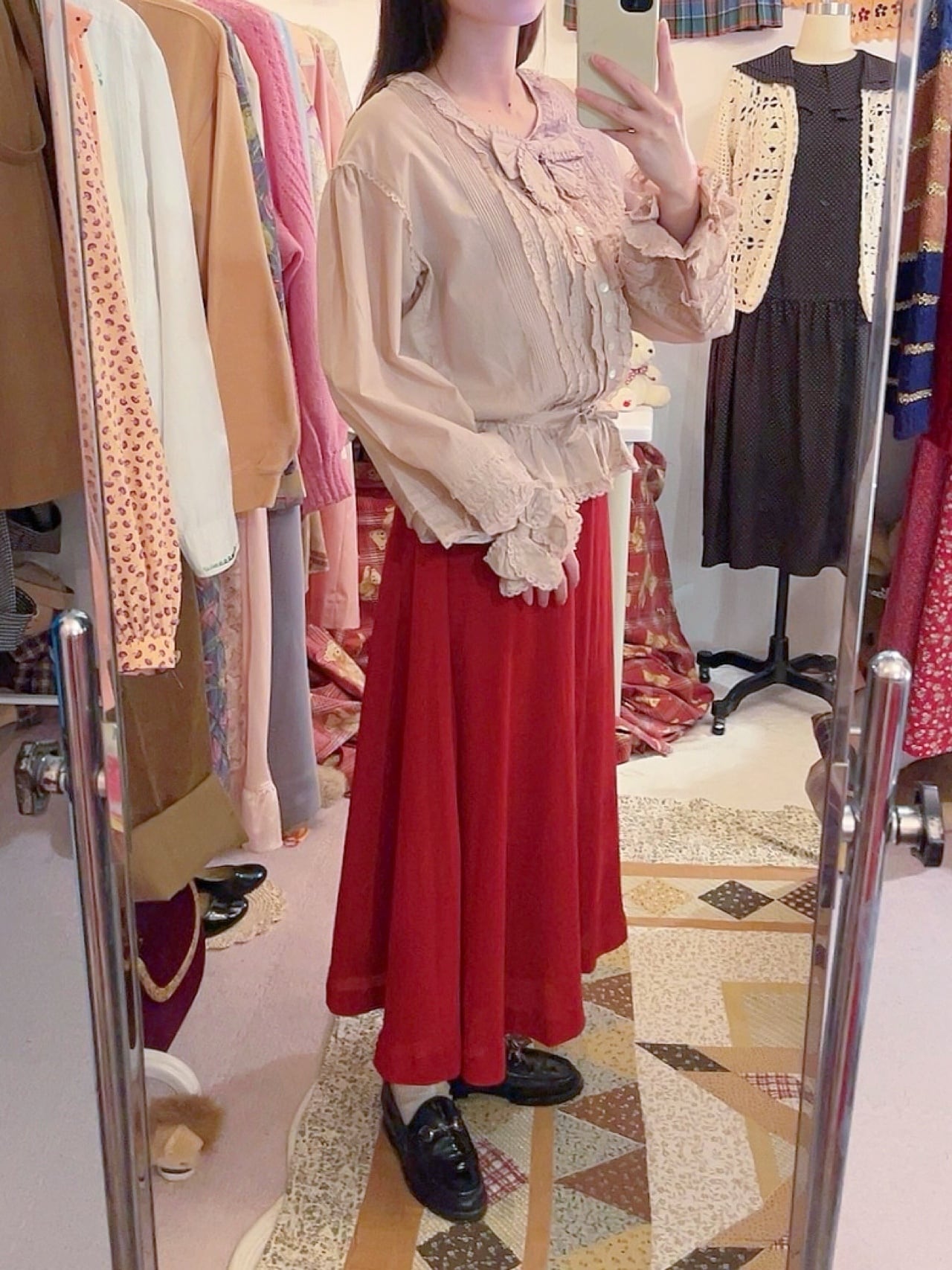 PINKHOUSE / pale pink frill ribbon blouse