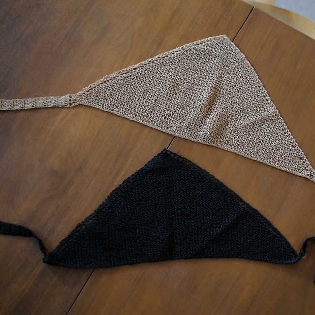 Hand knit linen hair scarf