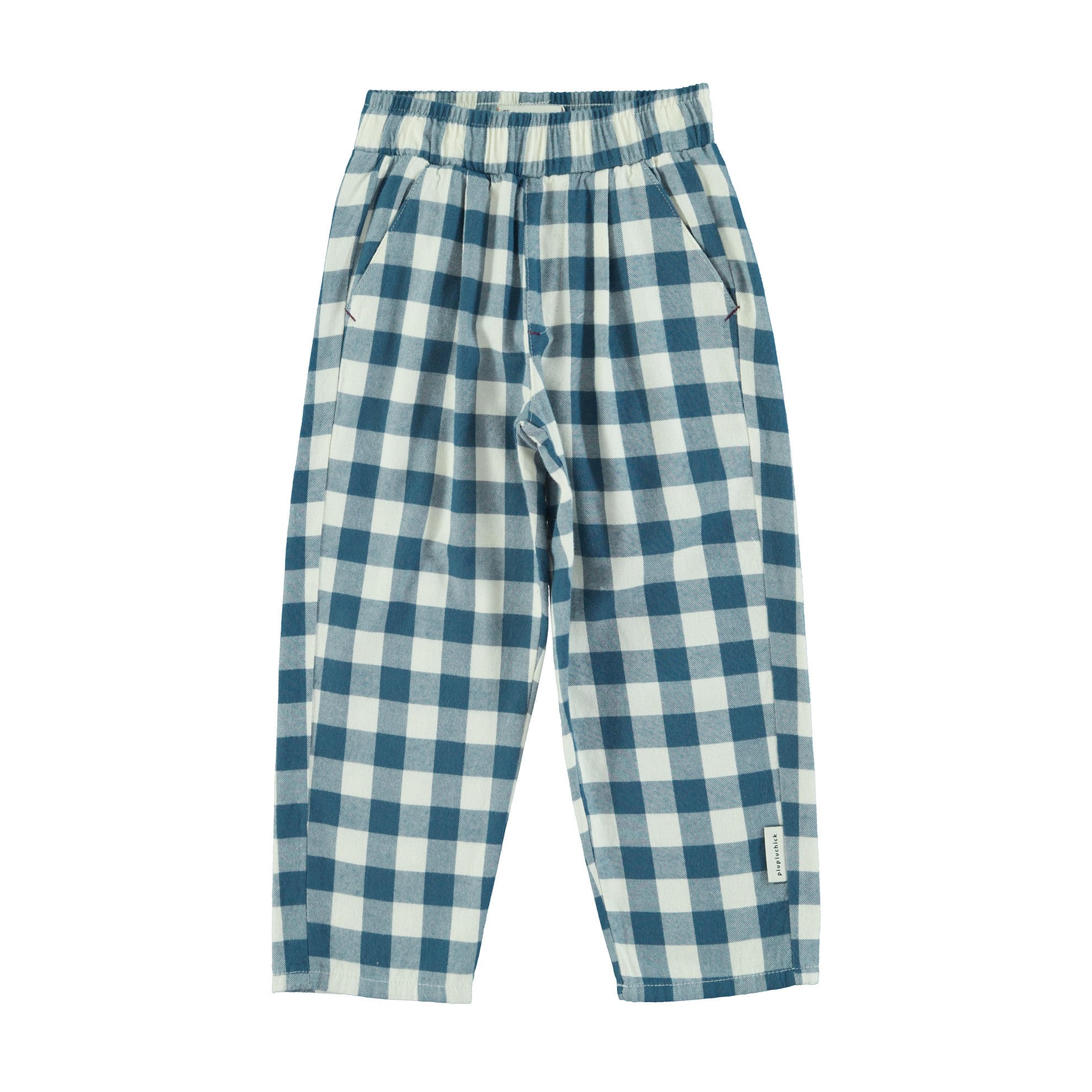 piupiuchick 》フランネルパンツ 3Y-10Y / Blue & white checkered 
